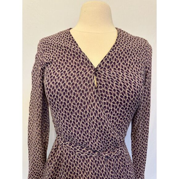 Vintage Ann Taylor 100% Silk Midi Dress with Gorgeous Print Size 2P - Picture 3 of 5
